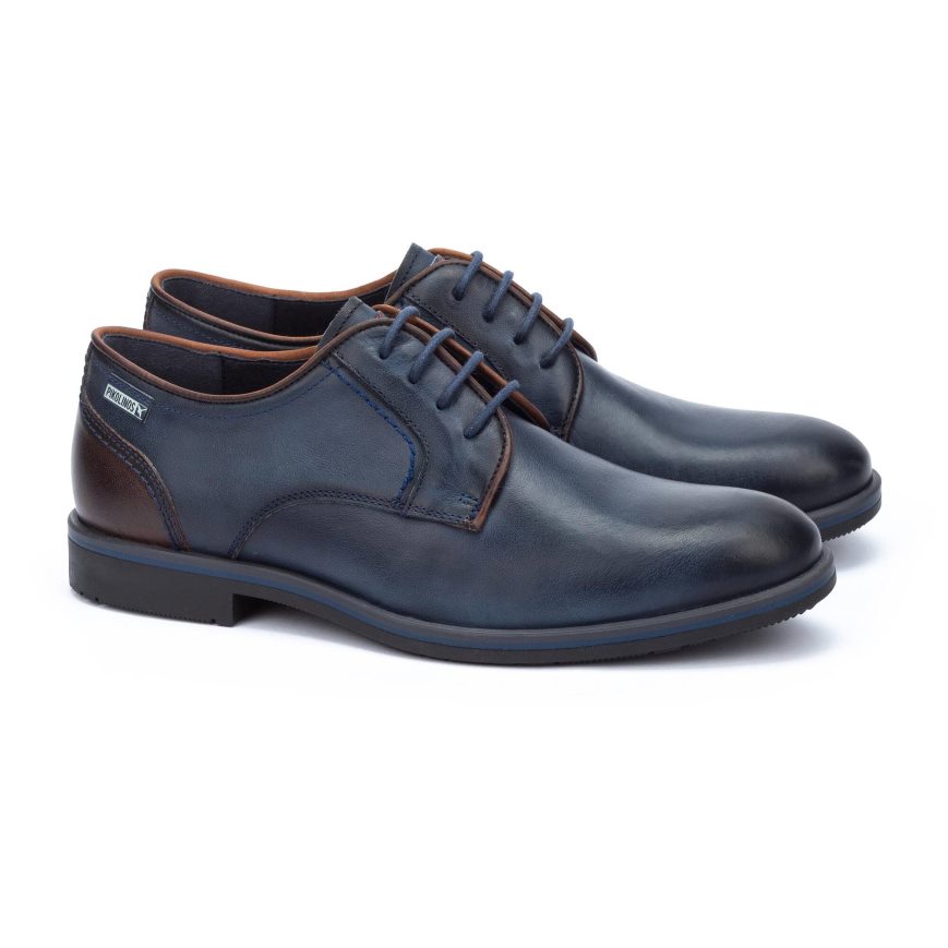 Men's Pikolinos LEON Lace Up Shoes Blue | NZ M98205A